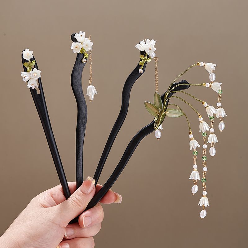 Supply Florist - Wooden Flower Hairpin Vintage Convallaria Majalis