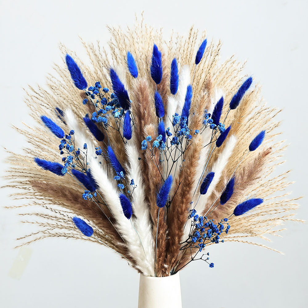 Baby Breath Dried - 70pcs Blue Pampas Artificial Dried Flowers