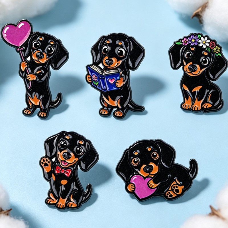 5pcs Cute Dachshund Enamel Pin - Supply Florist 评论和价格